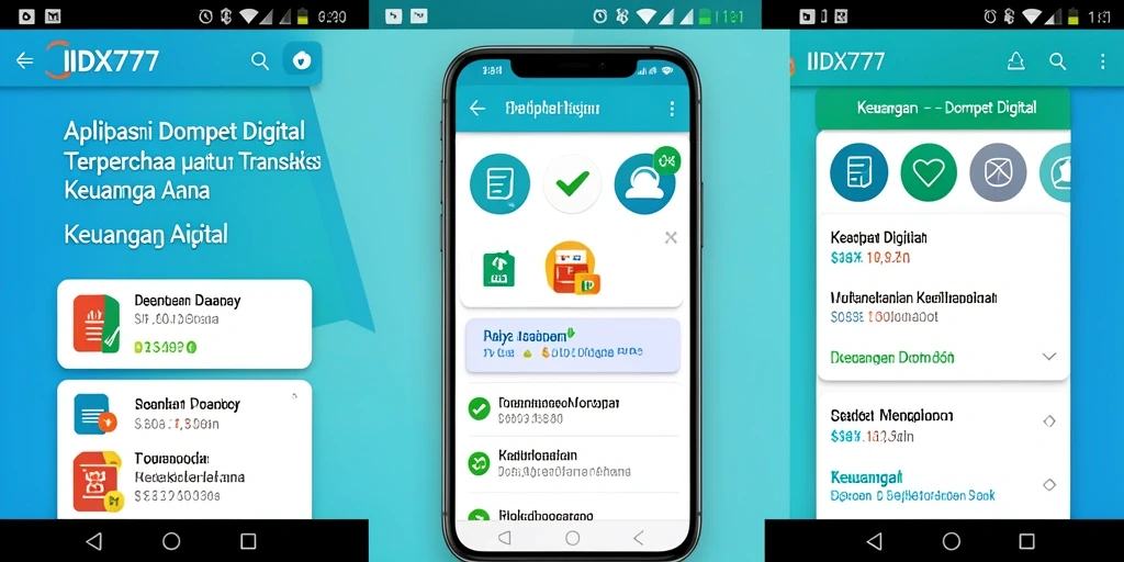 Tampilan antarmuka aplikasi Dompet Digital IDX777 yang ramah pengguna.