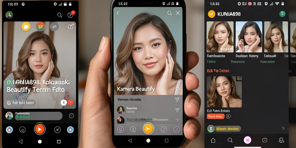 Tampilan antarmuka KURNIA898 saat menggunakan Kamera Beautify.