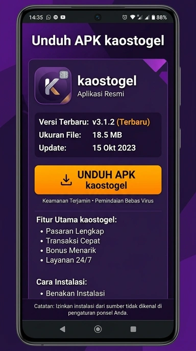 Tampilan halaman APK kaostogel